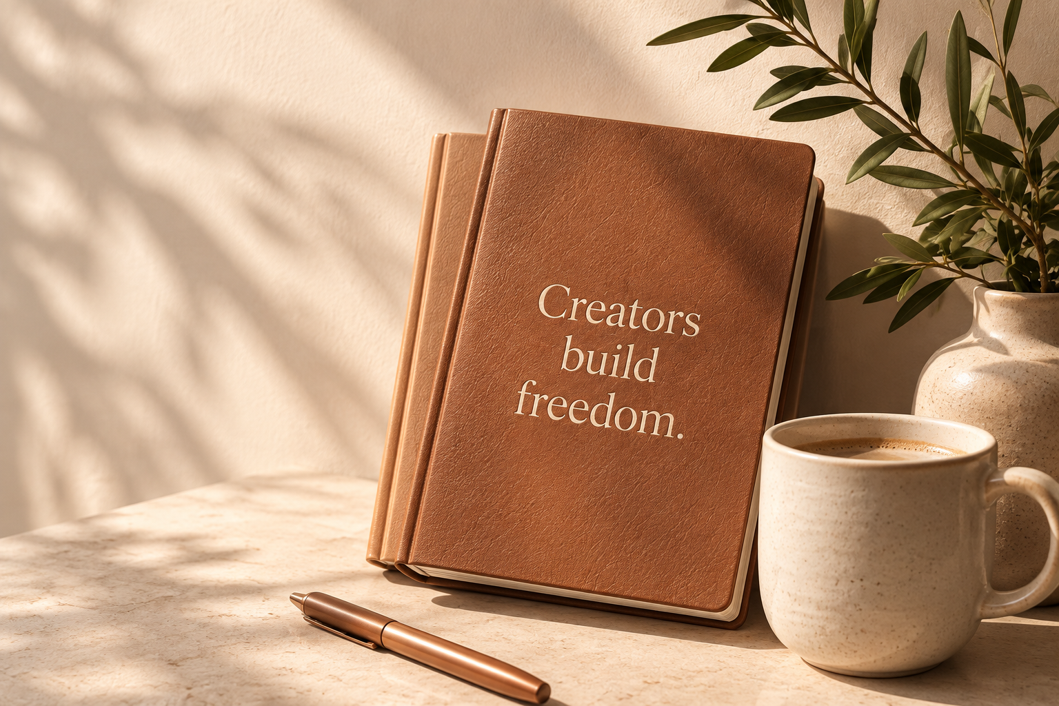 Journal that reads Creators build freedom
